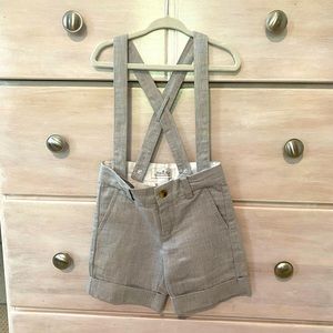 NWOT Janie and Jack, Gray, 2T Special Occasion Suspender Shorts
